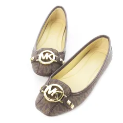 マイケルコース MICHAEL KORS Fulton Studded バレエシューズ フラットパンプス PVC レザー 革 MK柄 ロゴ US6M 23.0cm 茶 ブラウン 49T8FUFR1B /CK12 ■GY18のサムネイル