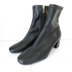 美品 24AW LE TALON ルタロン 5cmスクエアフィット レザー ショートブーツ M 23.5cm相当 ブラック レディース 古着 中古 USED