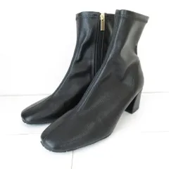 美品 24AW LE TALON ルタロン 5cmスクエアフィット レザー ショートブーツ M 23.5cm相当 ブラック レディース 古着 中古 USED