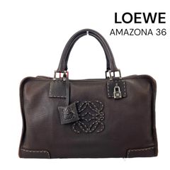 ●ロエベ LOEWE アマソナ36 ハンドバッグ ダークブラウン レザー カデナ レディース 5D831
