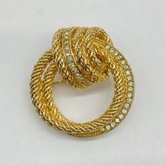 Christian Dior クリスチャンディオール ブローチ ゴールド サークル ラインストーン 【中古】Aランク　5_243