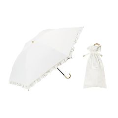 ウォーターフロント(Waterfront) 折りたたみ傘 日傘 兼用 雨傘 フリル オフ ホワイト 50cm umbulatio シリーズ 『 スレンダーハンドル UV ブロック 折 』 バッグや腕にかけられる 使いやすさにこだわった ハンズフリー + 撥 0