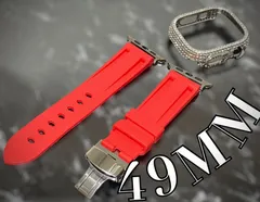 シルバー　オレンジ　ultra用　49mm アップルウォッチ　ケースカバーApple Watch. ✴︎Dラバーベルト ラバーバンド　キラキラカバー　ケース
