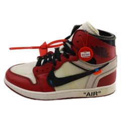 NIKE (ナイキ) ×OFF‐WHITE THE 10 AIR JORDAN 1 CHICAGO AA3834-101 オフホワイト ザテン エアジョーダン1 シカゴ ハイカットスニーカー US10/28cm ホワイト/レッド