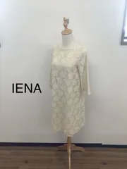 IENA ワンピース 七分袖 ひざ丈 アイボリー 花柄 レース