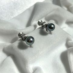 あこや貝イヤリング（黒染）6.25mm/EJC-ER0005（P6000）