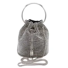 新品同様 25ss LOULOU WILLOUGHBY ルルウィルビー ビジュー 巾着 ショルダーバッグ サークルハンドル チェーン パーティーバッグ シルバー レディース 古着 中古 USED