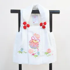 七五三 3歳 女の子 被布コート 単品 白 毬 刺繍 女の子 SH7-2