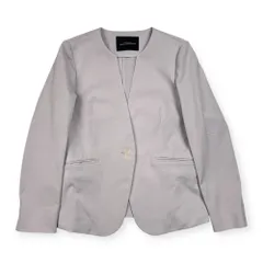 UNITED ARROWS GREEN LABEL RELAXING ユナイテッドアローズ グリーンレーベルリラクシング ノーカラー  Vネック ドライジャケット 38/ライトグレー レディース