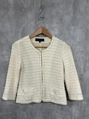 LAPIS LUCE PER BEAMS ラピスルーチェパービームス ノーカラー ジャケット sizeM/アイボリー ■◇ レディース