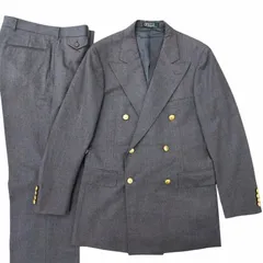ポロ バイ ラルフローレン Polo by Ralph Lauren デッドストック ヴィンテージ セットアップ フォーマル ダブルスーツ ダブルブレスト ジャケット 金釦 スラックス 170 グレー 0504