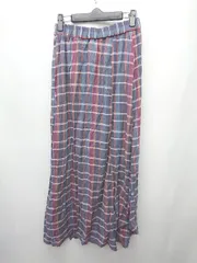 ◇ JEANASIS ジーナシス ウエストゴム チェック ロング フレア スカート サイズF ブルー レッド レディース P  【1403180003738】