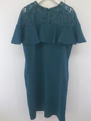 ◇ merlot plus メルロープリュス レース フレンチスリーブ 膝丈 ワンピース ブルー系 レディース  【中古】 【1206130003761】のサムネイル