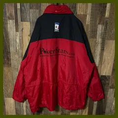 ナイロン コーチ ジャケット プリント 刺繍 2XL レッド メンズ 古着 長袖