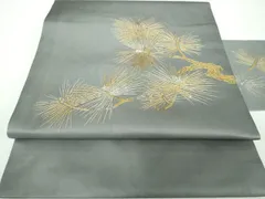 平和屋着物●九寸名古屋帯　若松葉　金銀彩　正絹　逸品　DAAX4336ps