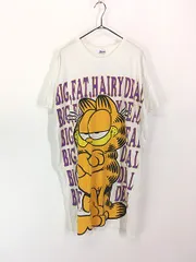 レディース 古着 80s Garfield ガーフィールド キャラクター BIG プリント Tシャツ ワンピース ひざ丈 XL位 古着 