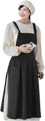start.side スタートサイド エプロン レディース プリーツ シンプル スカート 可愛い おしゃれ 撥水 綿麻 ドレスエプロン(ダークグレー,  Free Size)