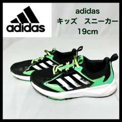 【adidas アディダス】19cm キッズ　ジュニア　スニーカー　トレーニングシューズ　ブラック　グリーン