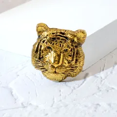 ライオンフェイスブローチ ゴールド おしゃれ かわいい アニマル ペア お揃い ギフト 贈り物 贈りもの 新品