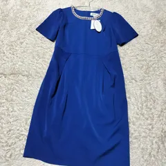【未使用品】Sweet Mommy　マタニティ フォーマル ドレス　Мサイズ　パール　授乳服　ブルー　両脇授乳口　バックファスナー