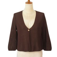 エルミダ EL MIDAS カーディガン ニット Vネック メッシュ 38 茶 ブラウン