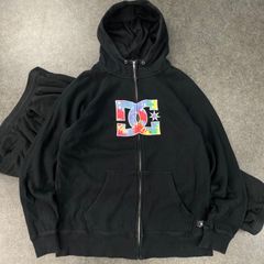 DC SHOES ディーシーシューズ ディーシー セットアップ 上下 ジップアップ スウェット パーカー フーディー スウェットパンツ ロゴプリント ブラック 黒 メンズ XL 大きいサイズ