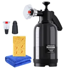 karim フォームガン 洗車 手動 噴霧器 泡 ノズル 蓄圧式 泡洗車 加圧 霧吹き 車 バイク シャンプー 発泡 クリーナー 掃除 本体+スポンジ・タオル (本体＋スポンジ・タオルセット) [本体＋スポンジ・タオルセット]