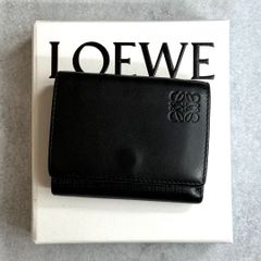 LOEWE ロエベ / リネンアナグラムトリフォールドウォレット ブラック