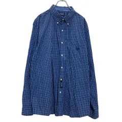 CHAPS 長袖 チェックシャツ 2XL ブルー ネイビー チャップス ビッグサイズ ボタンダウン ワンポイントロゴ 古着卸 アメリカ仕入 a701-5749のサムネイル