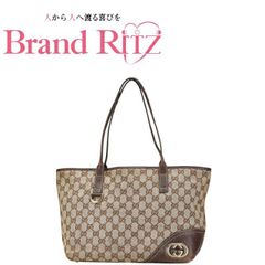  中古 グッチ GGキャンバス ニューブリット トートバッグ 169946 キャンバス レザー Bランク ベージュ ブラウン レディース GUCCI 【送料無料】【三田店】