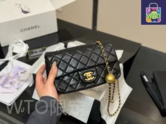 【今日特価】Chanel Gold Ball Square Flap Bag ゴールドボール スクエアバッグ-WT0輸入