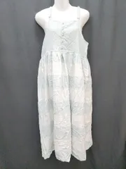 ◇ SM2 サマンサ モスモス リネン チェック 膝下丈 キャミソール ワンピース サイズF ライトブルー ホワイト レディース P  【1403110003197】