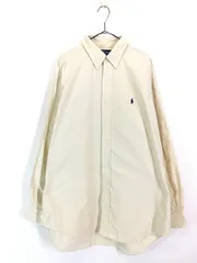 古着 90s Ralph Lauren 「BLAKE」 ワンポイント ソリッド 凸凹 ピケ コットン BD シャツ オフホワイト XL 古着