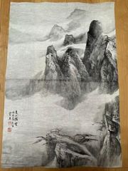 真景図 富士人物図 池 大雅 池大雅　南画家 古昔庵好斎 大倉好斎 札付　掛軸 真景図 富士人物図 池 大雅 池大雅 南画家 古昔庵好斎 大倉好斎 札付