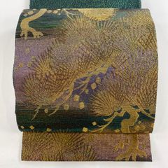 袋帯 美品 逸品 横山大観 落款 朝陽霊峰・瑞雲 金糸 本金箔 金色