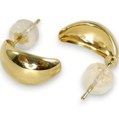 18金】ふっくら月甲型ピアス 10mm×5mm 小ぶりサイズ 厚みあり 新品 