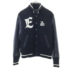 schott ショット 日本製 ナノユニバース別注 メルトン x 馬革レザー切替 スタジャン M ブラック ホースハイド ショールカラー im73B24EL メンズ 古着