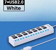 最新 新品 USBハブ 7ポート USB HUB 個別電源スイッチ付 白 コンピューター モバイル用