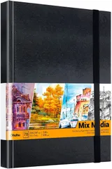 【在庫セール】Ohuhu アクリル絵の具用スケッチブック 水彩画用紙 200gsm 254*187mm 78枚/156ページ ミックスメディア 超厚口 子ども・大人にも アクリル絵具/水彩/色鉛筆/マーカー/水彩毛筆/水性ペン イラスト 落書き メモ 絵画 子