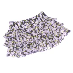 ダイアンフォンファステンバーグ スカート ティアードフリル フレアー ♯10サイズ シフォンプリント ブラック パープル グリーン系 シルクSILK100%(裏地)シルクSILK91%ライクラLYCRA9% DIANE von FURSTENBERG  D23