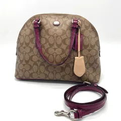 【中古】美品 COACH コーチ シグネチャー 2way レザー ハンド ショルダー バッグ eH09104A