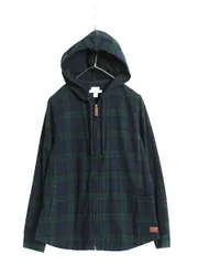 【お得なクーポン配布中!】 エルエルビーン フルジップ フランネル シャツ パーカー レディース M 古着 ブラックウォッチ チェック ジャケット 長袖シャツ ネルシャツ