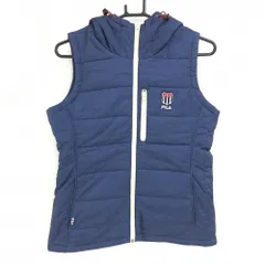 フィラゴルフ フード付中綿ベスト ネイビー フード裏起毛 レディース L ゴルフウェア FILA GOLF