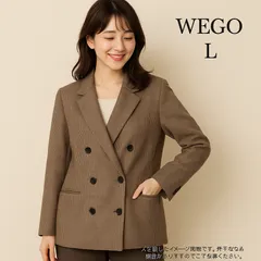 AB0477 WEGO チェック柄 ダブルジャケット Lサイズ メンズ アウター ブラウン系 秋 冬