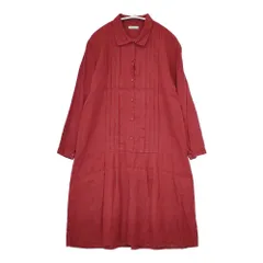 fog linen work リトアニアリネン ピンタック 長袖 シャツワンピース ワンピース レッド レディース フォグリネンワーク【中古】5-0822M△