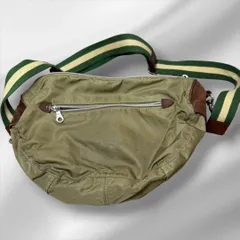 オロビアンコ OROBIANCO ナイロン ショルダーバッグ カーキ×ブラウン レザー切替 イタリア製 メンズ 斜めがけ