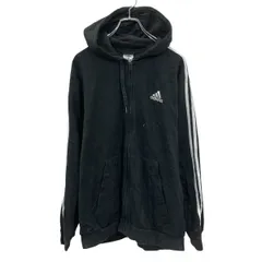 adidas ロゴスウェット パーカー アディダス XL ブラック フルジップ ビッグサイズ 古着卸 アメリカ仕入 a703-6909