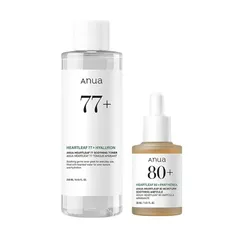 ANUA(アヌア)ドクダミ 77スージングトナー 250ml+ドクダミ80水分アンプル30ml 2STEPセット(化粧水＋美容液)ゆらぎ肌スージングケアセット 水分保湿 オールインワン しっとり化粧水 混合肌 脂性肌 拭き取り化粧水 セラム スキンケアセッ