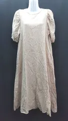 ◇ Lowy by Corners カジュアル シンプル パフスリーブ 半袖 ロング丈 ワンピース サイズM ライトベージュ レディース E 【1310300000112】