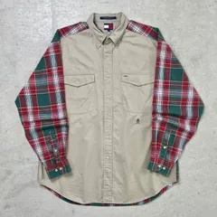 90年代 TOMMY HILFIGER トミーヒルフィガー チェック柄 切り替え ボタンダウンシャツ メンズL 